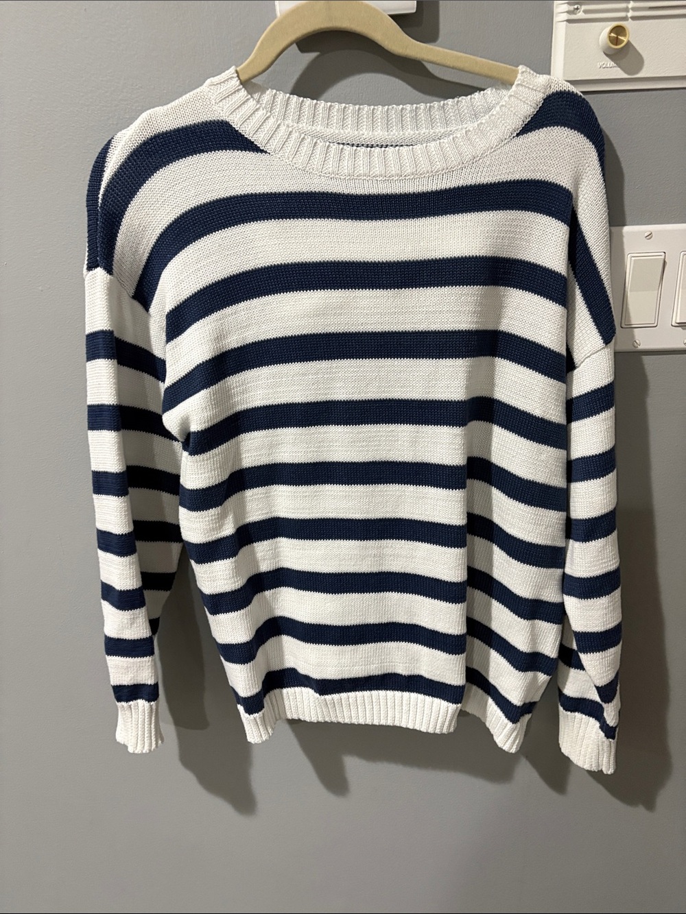 Navy and White Striped Women's Knit Sweater set